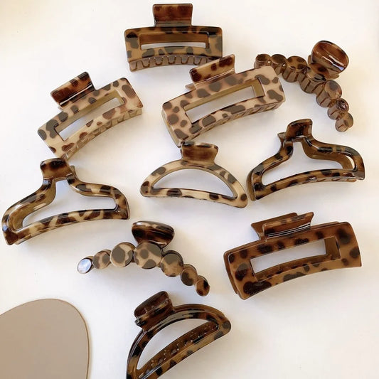 Fashion Hair Clips for Girls Plastic Leopard Claw Clip