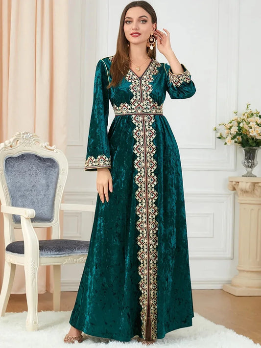 Dubai Velvet Muslim Dress Women