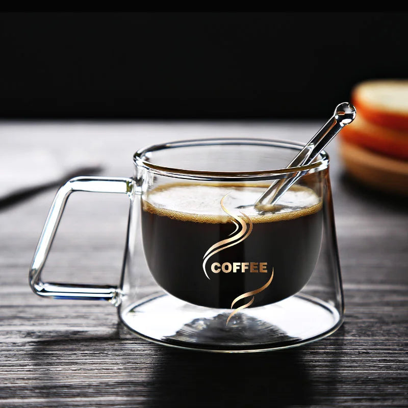 200ml Transparent Double Wall Glass Coffee Mug