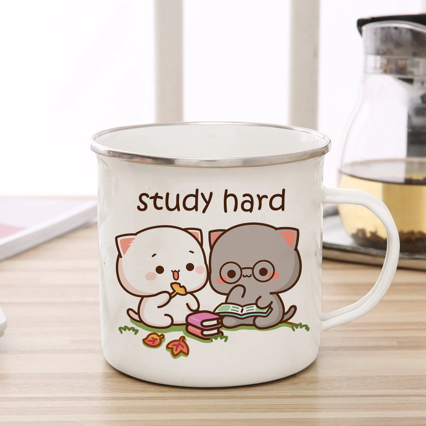 New Peach and Goma cat Enamel cup Coffee tea Mug