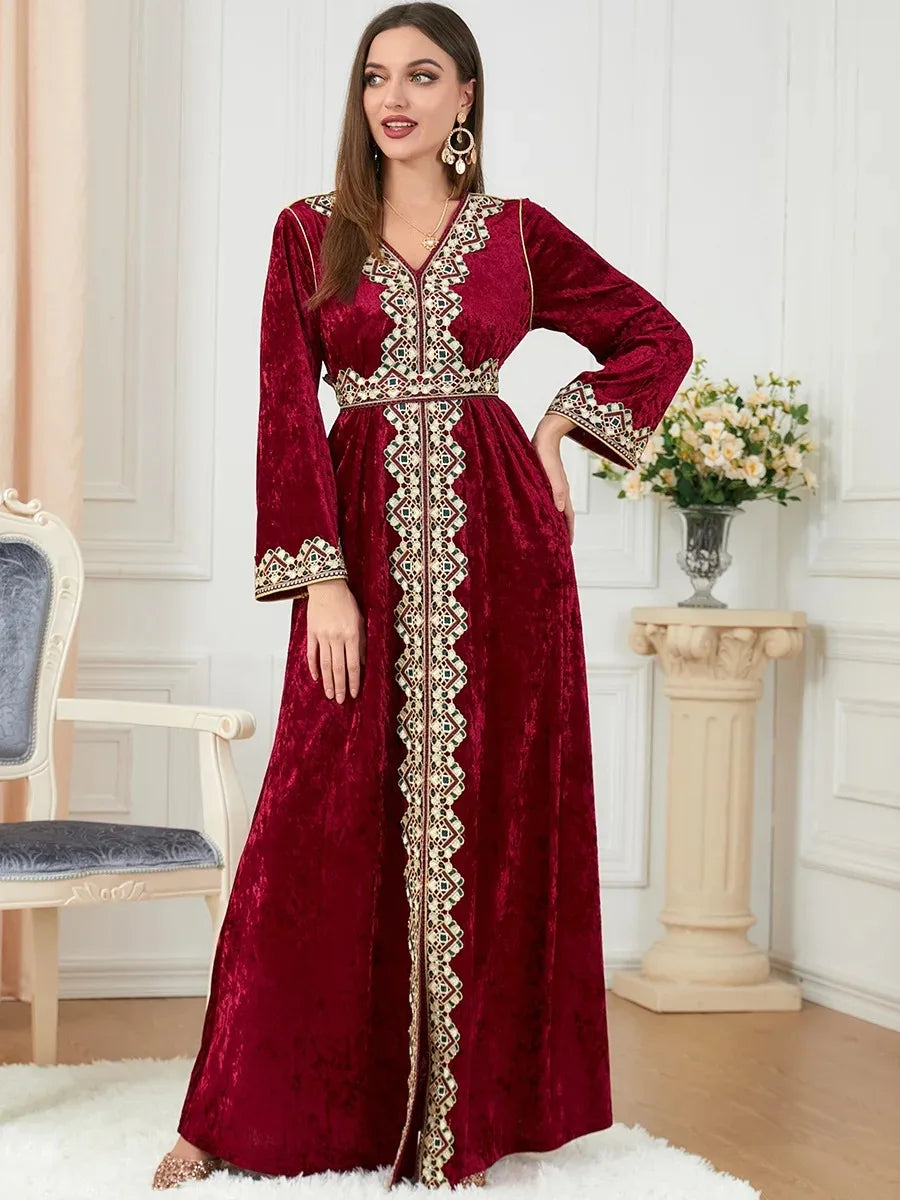 Dubai Velvet Muslim Dress Women