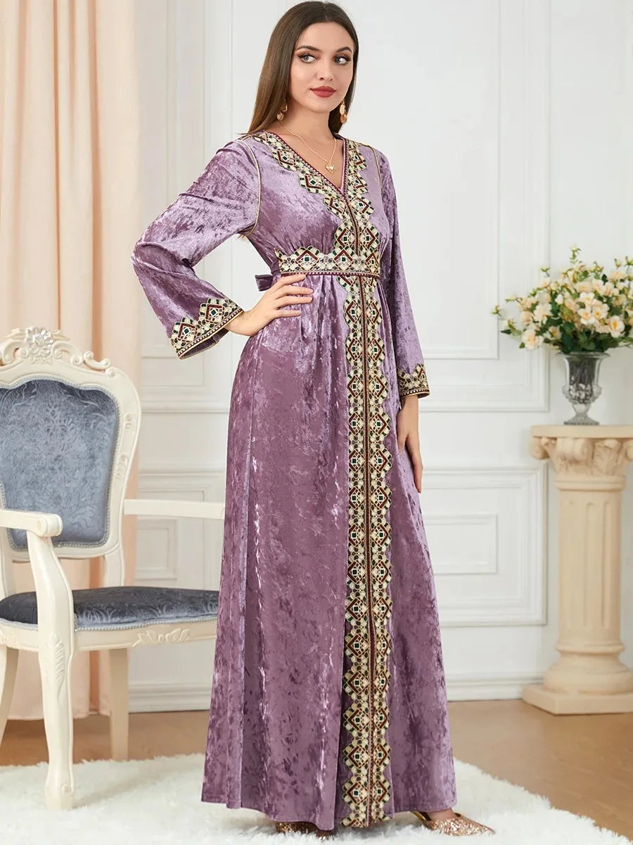 Dubai Velvet Muslim Dress Women