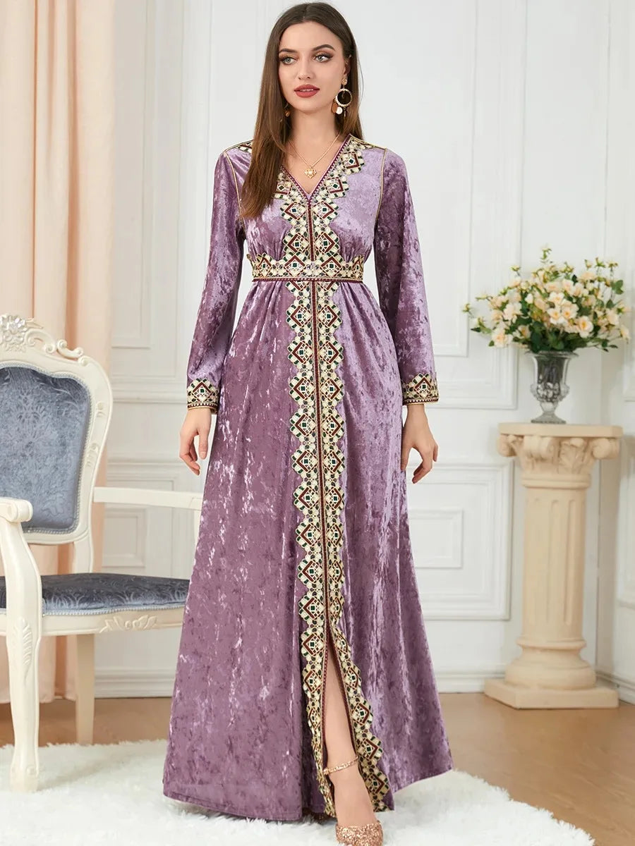 Dubai Velvet Muslim Dress Women