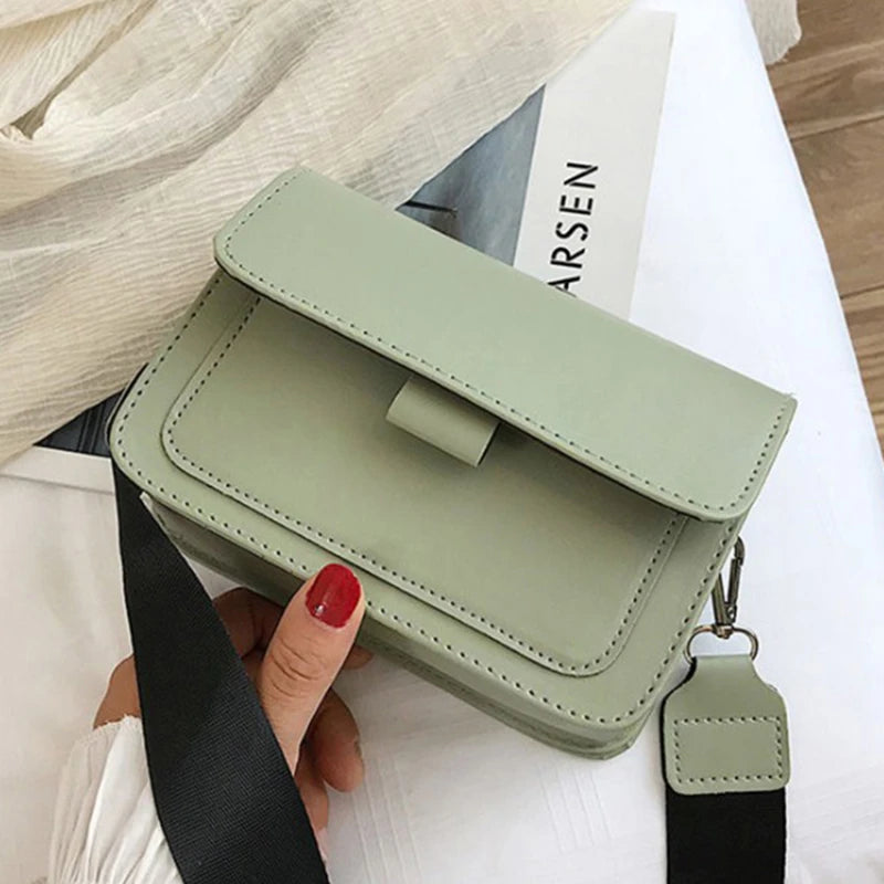 Women Small Square Bag Retro Versatile Wide Shoulder