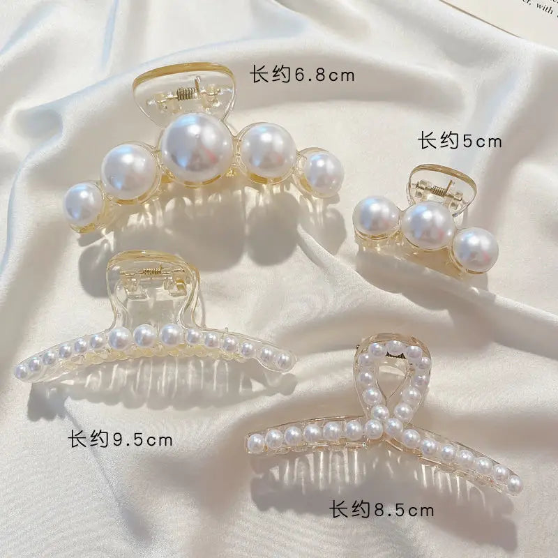 Simulated Pearl Hair Claws for Women Korean Acrylic