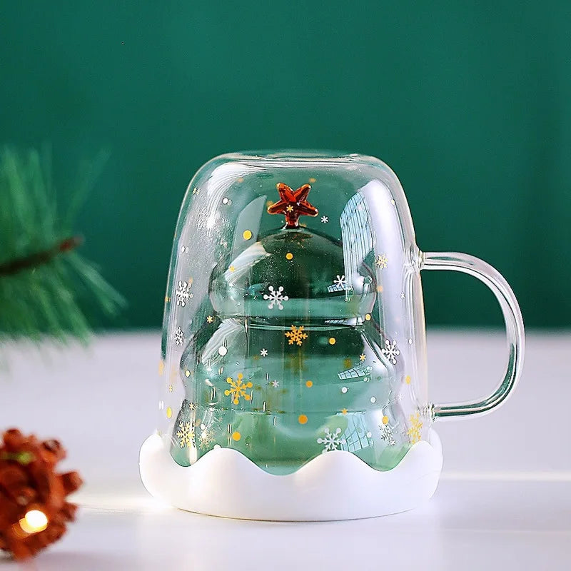 300ML Christmas Tree Mug Heat-Resistant Double