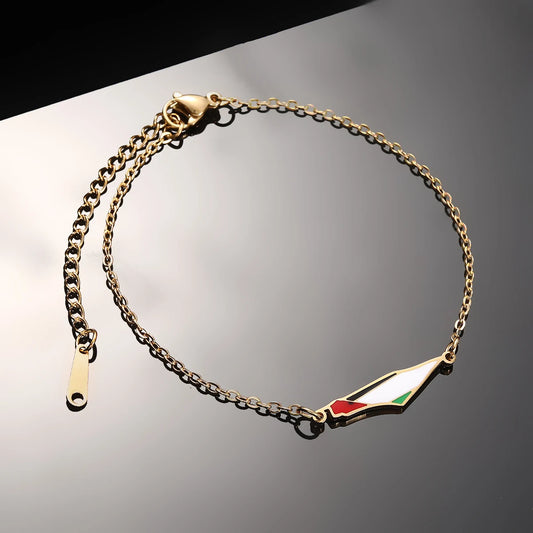 Enamel Palestine Map Charm Bracelets for Women Men Stainless Steel