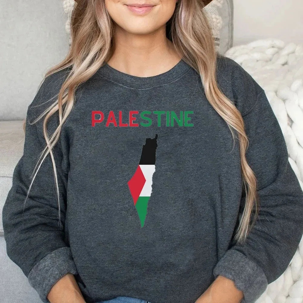 PALESTINE Sweatshirt Crew Neck Sweatshirt Flag