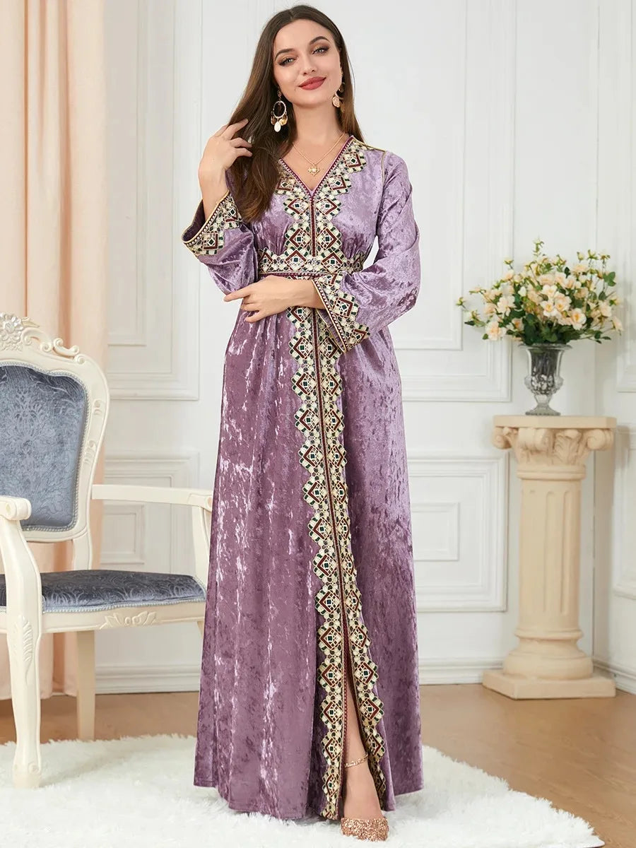 Dubai Velvet Muslim Dress Women