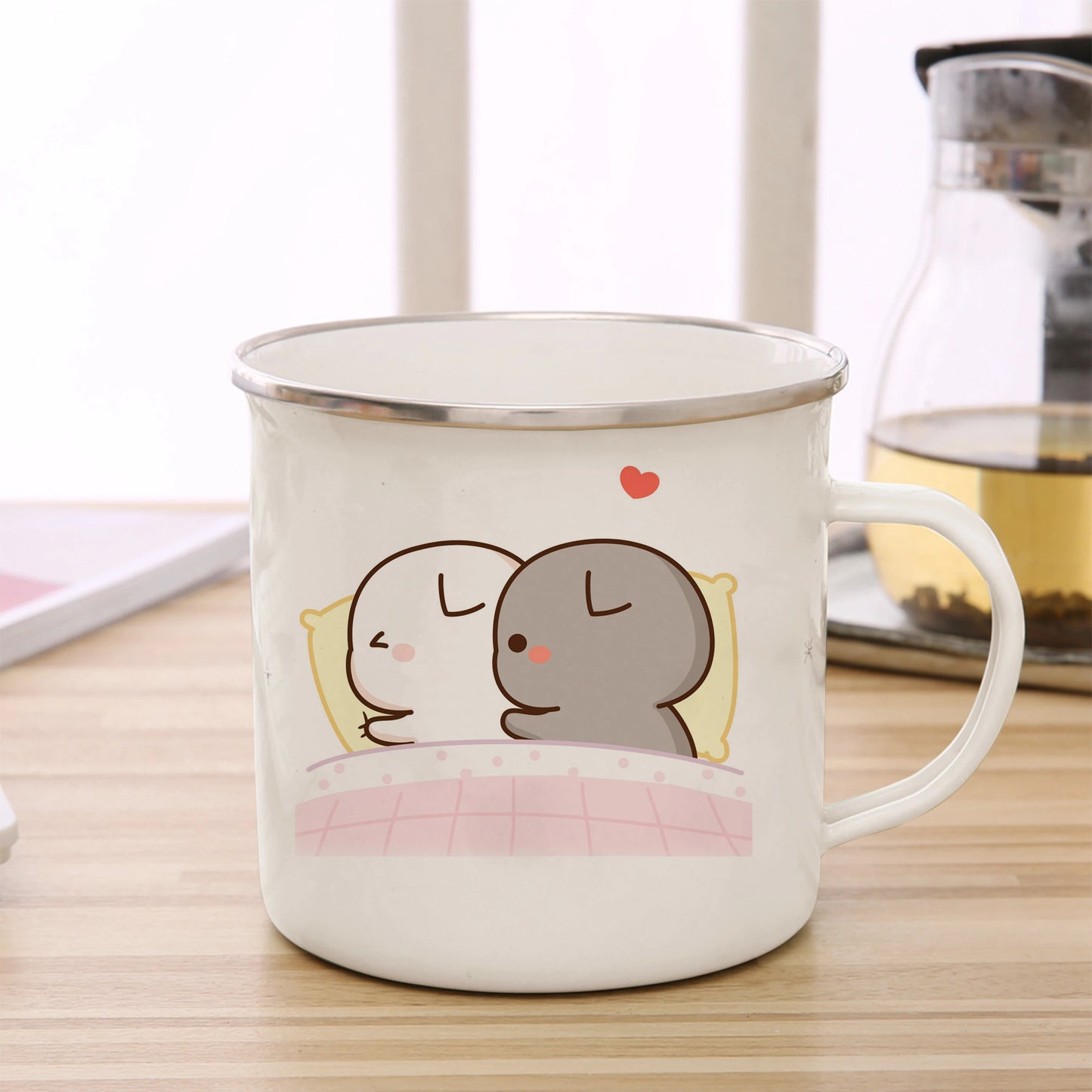 New Peach and Goma cat Enamel cup Coffee tea Mug