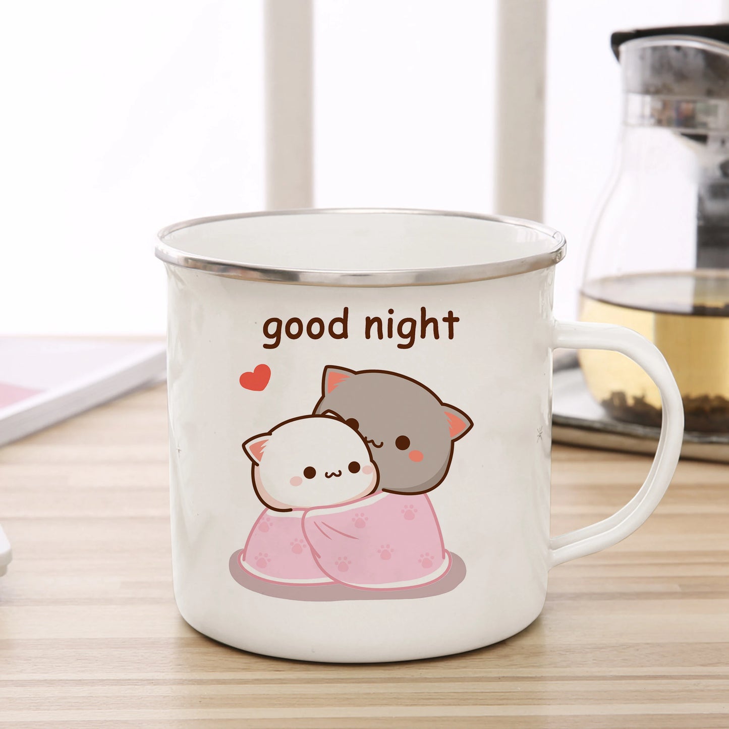 New Peach and Goma cat Enamel cup Coffee tea Mug