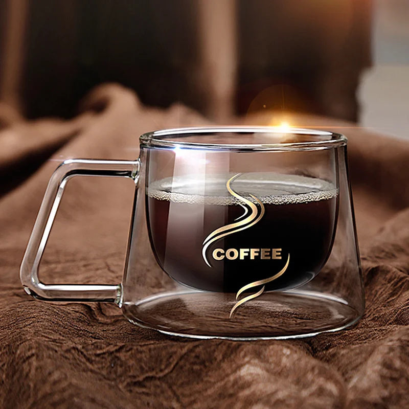 200ml Transparent Double Wall Glass Coffee Mug