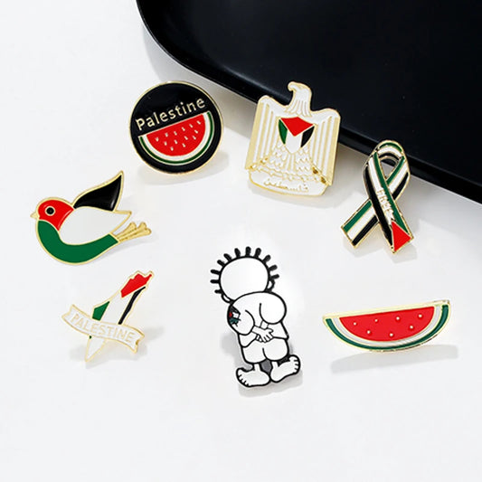 Stainless Steel Geometric Handala Boy Brooch Pin Badge Watermelon Backpack Personalized Charm Jewelry Accessories for Women Men