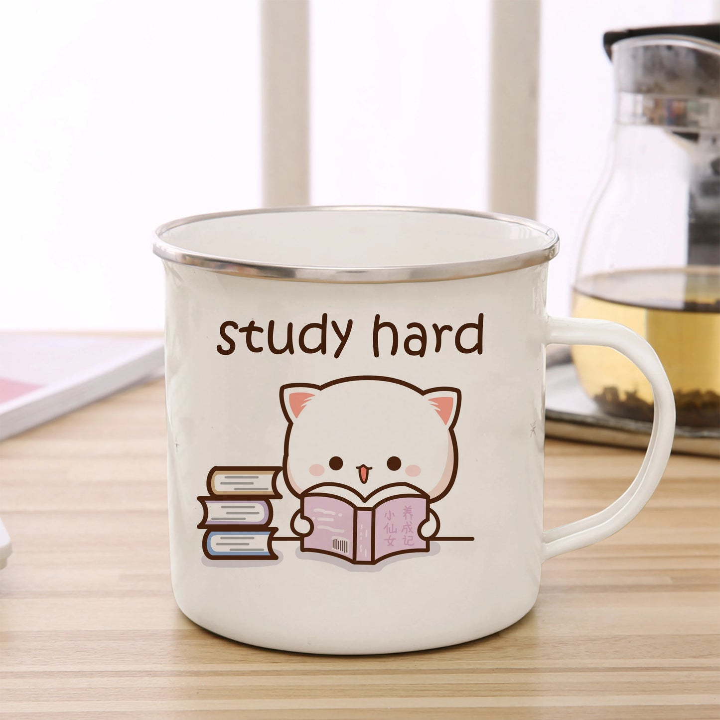 New Peach and Goma cat Enamel cup Coffee tea Mug