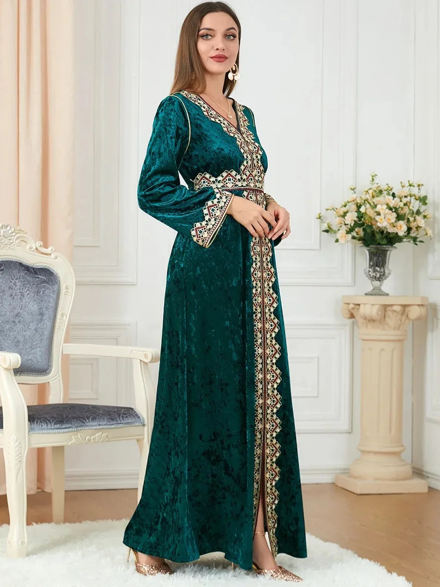 Dubai Velvet Muslim Dress Women