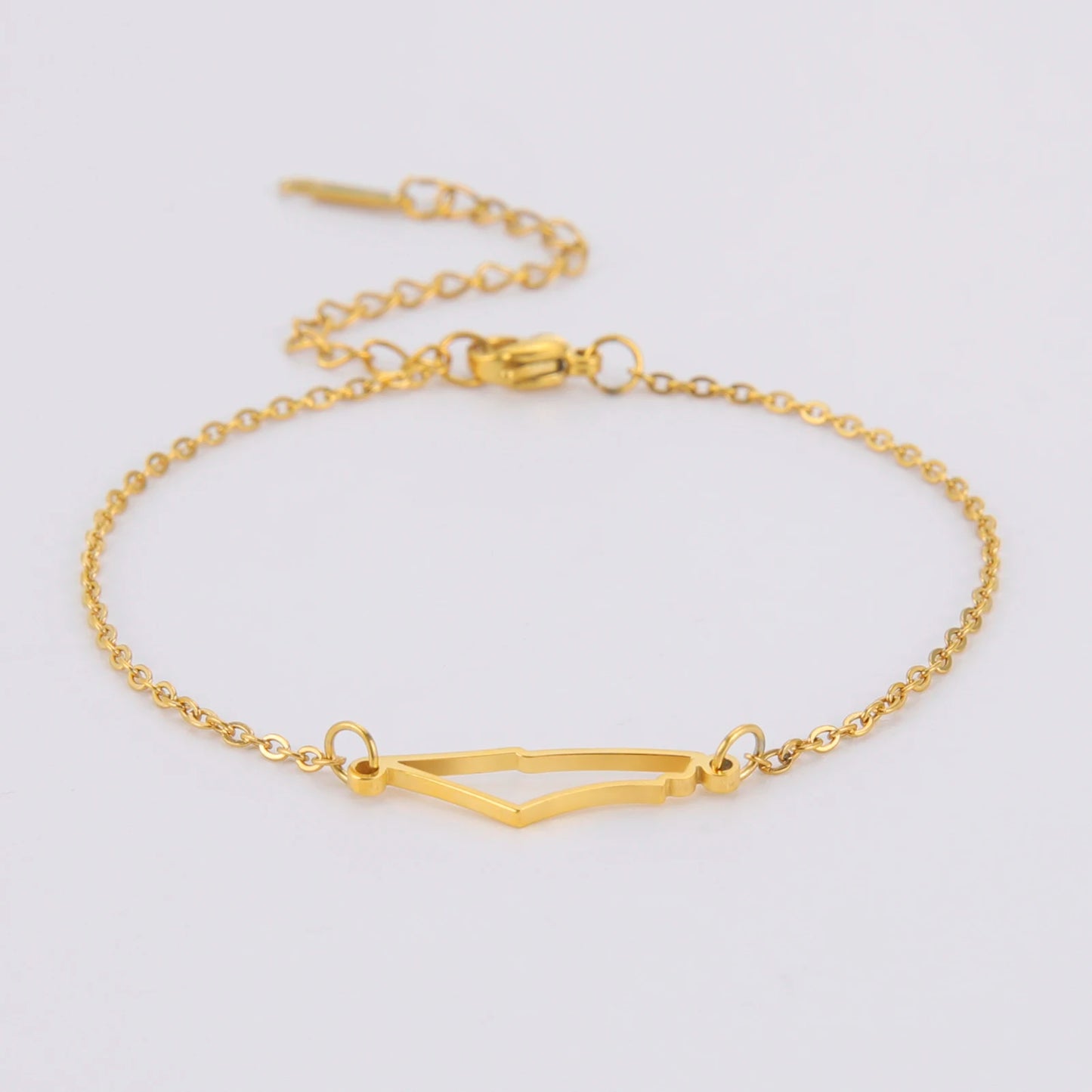 Stainless Steel Gold Color Map Charms Bracelets