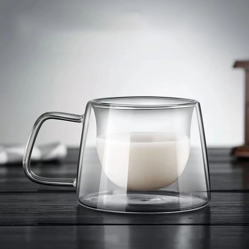 200ml Transparent Double Wall Glass Coffee Mug