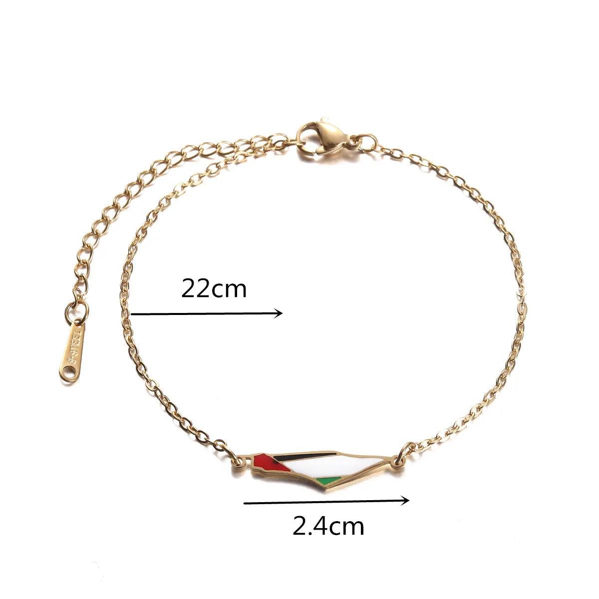 Enamel Palestine Map Charm Bracelets for Women Men Stainless Steel